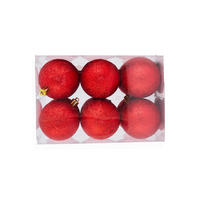 WEIHNACHTSORNAMENTE 12er-Set Ornamente rot mit Glitzer 4 cm - Rot, Kunststoff (4/4/4cm) - LAALU