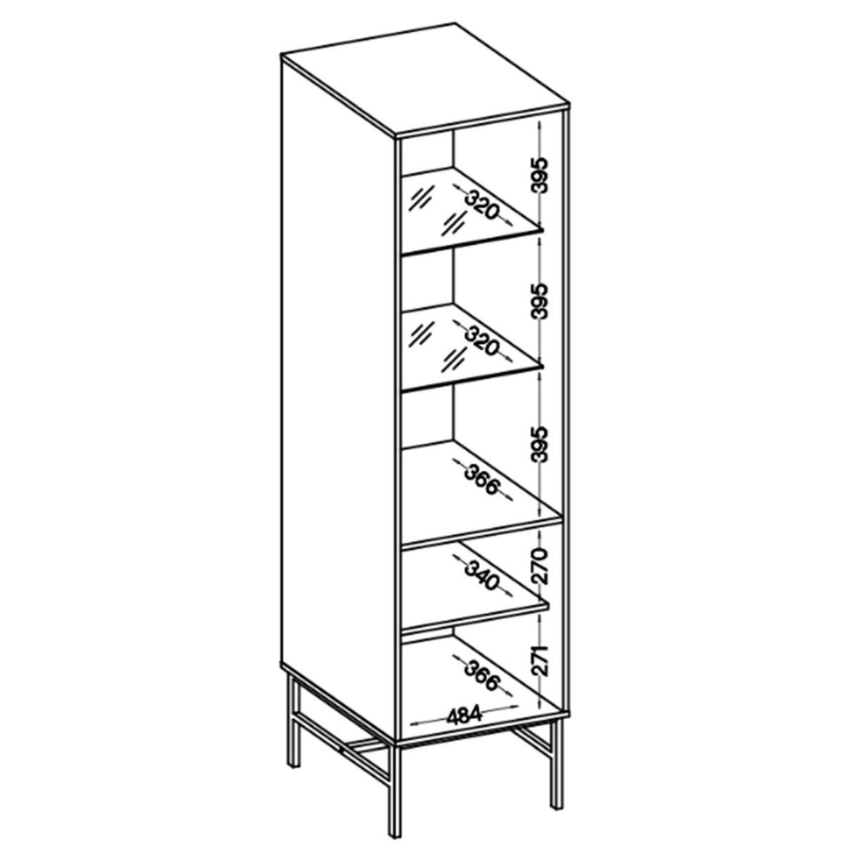 VITRINE Oktio Sandbeige 52 cm - Beige/Goldfarben, Holzwerkstoff/Metall (51.8/195/40.8cm) - Selsey