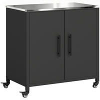 PFLANZTISCH mit Stauraum 80/50/90 cm - Schwarz, Metall (50/90/80cm) - Outsunny