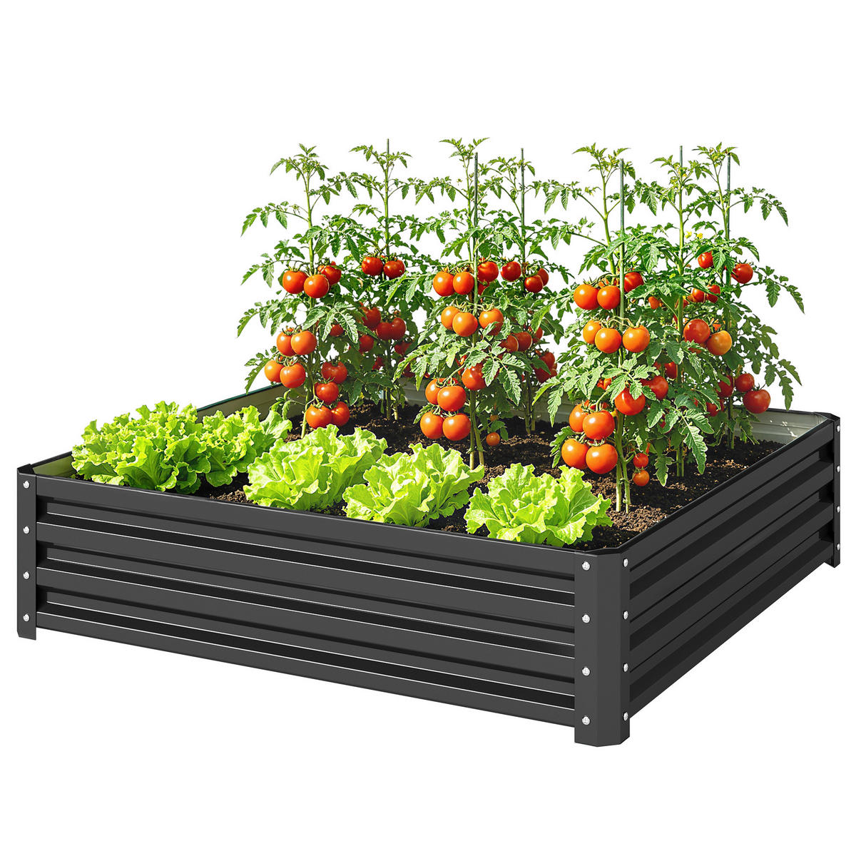 HOCHBEET DE-12186 quadratisch 120/120/30 cm Grau - Grau, Metall (120/30/120cm) - ComfortXL