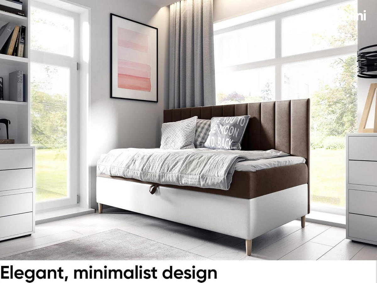 KINDERBETT MAYA 2 - Braun/Weiß, Holzwerkstoff (82/202cm) - Meblini