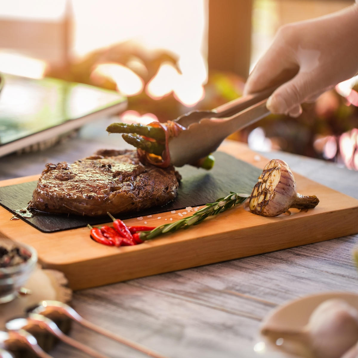 GRILLZANGE - Silberfarben, Holz/Metall (3.5cm) - Relaxdays