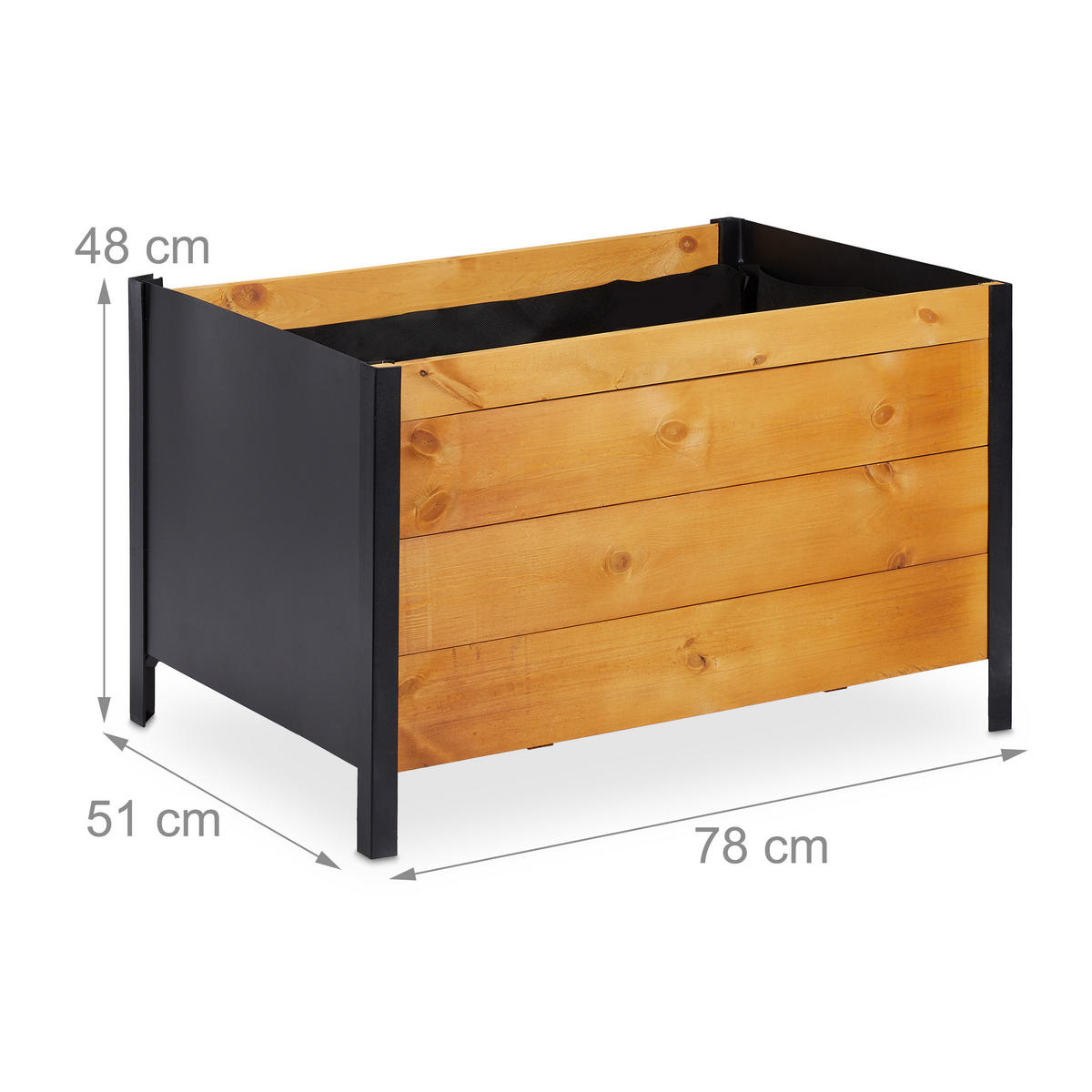 HOCHBEET - Multicolor, Holz/Textil (78/48/51cm) - Relaxdays