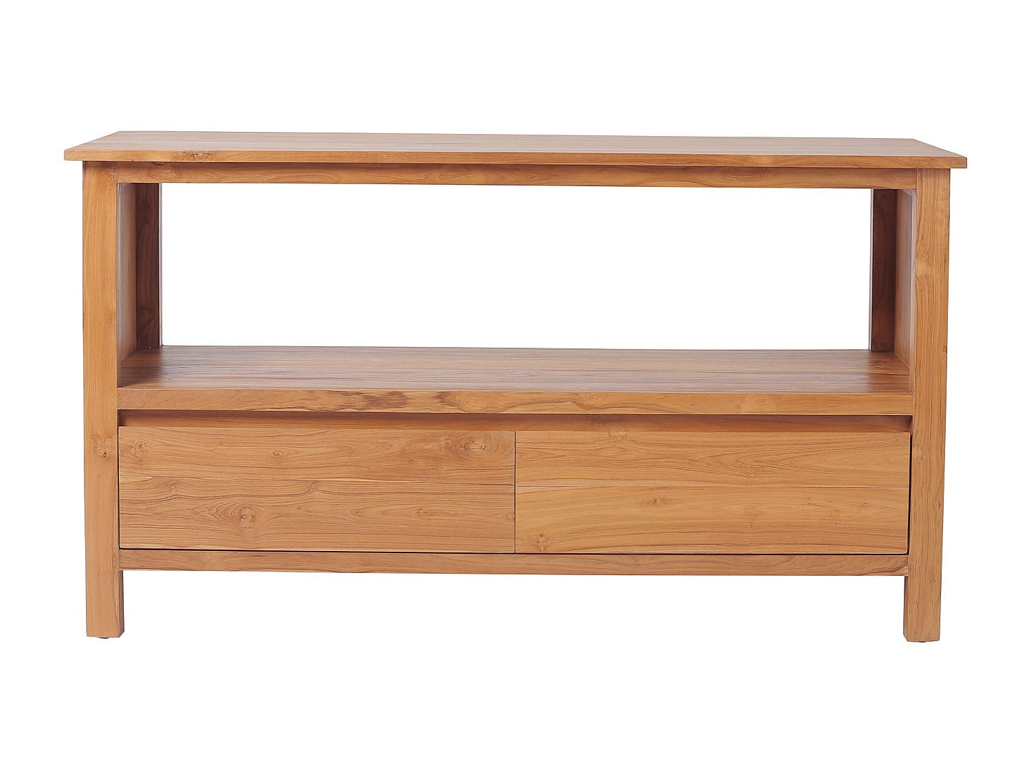 WASCHBECKENUNTERSCHRANK - 135 cm x 50 cm - Holz, Platte - Naturfarben Hell - KETAPANG - Naturfarben, Holz (135/75/50cm) - Vente-Unique