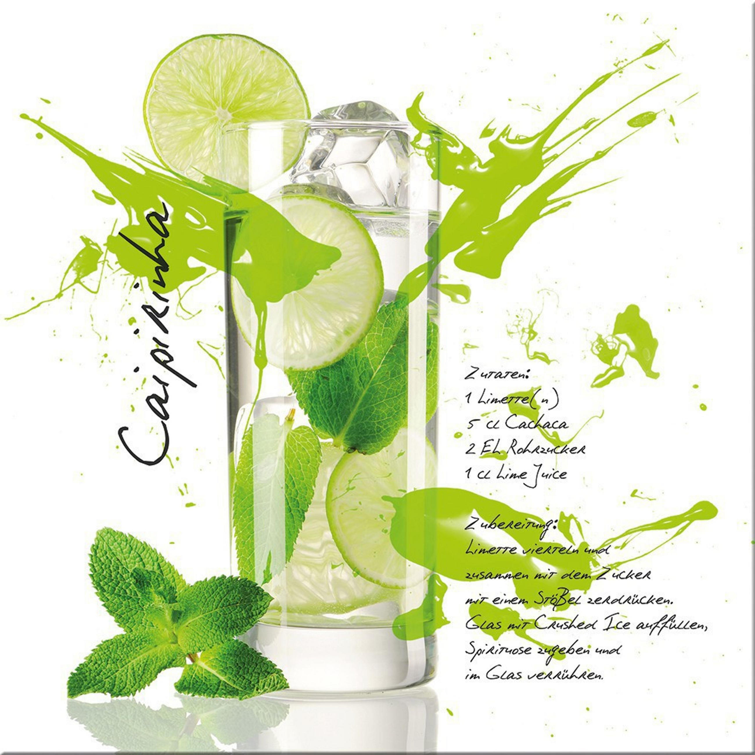 GLASBILD 50x50 cm Küche Cocktail grün - Weiß, Glas (50/50cm) - artissimo