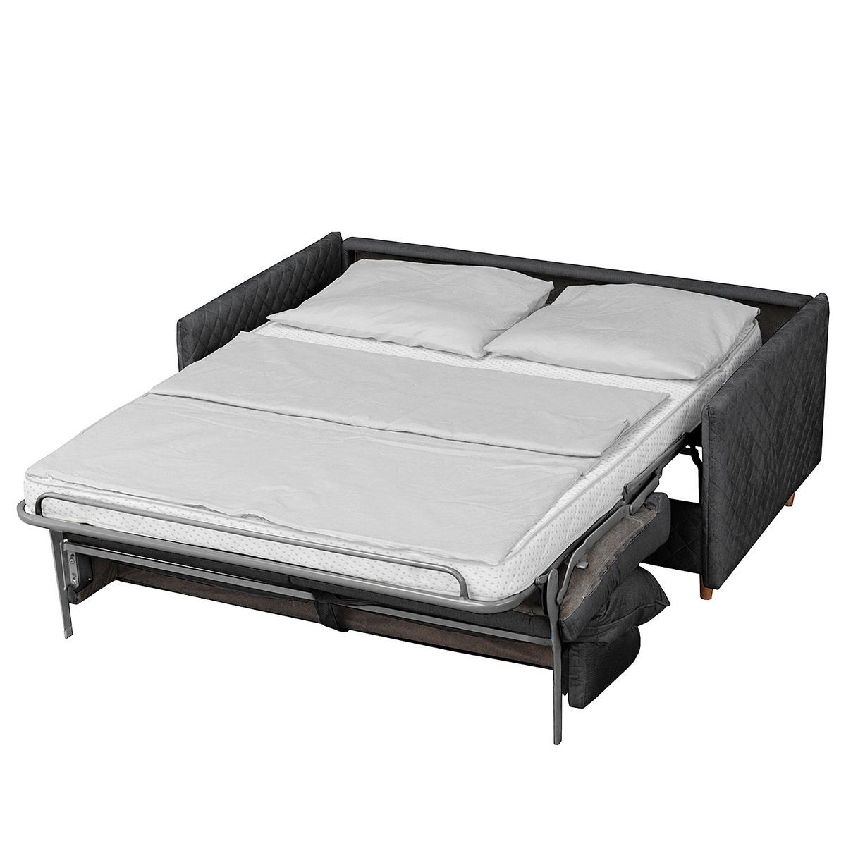 SCHLAFSOFA mit Matratze - Samt - Anthrazit/Buchefarben, Buchenholz/Textil (171/95/101cm) - home24