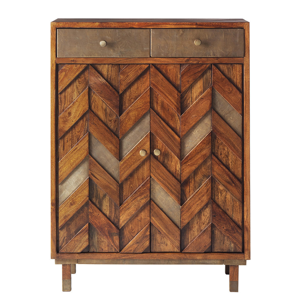 SCHUHKOMMODE - Akazie massiv / Metall - Braun/Akaziefarben, Holz (88/120/40cm) - home24