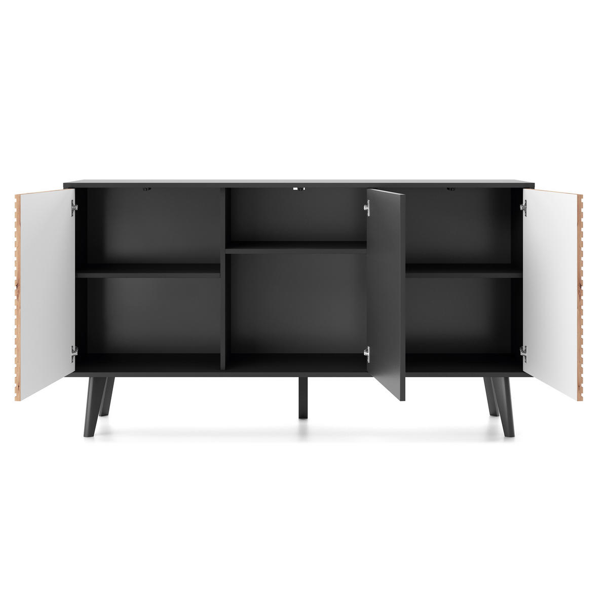 SIDEBOARD VILLETTA 154/83/39 cm mit 3 Türen Schwarz - Schwarz/Eiche Artisan, Holzwerkstoff (154/83/39cm) - MASSENO