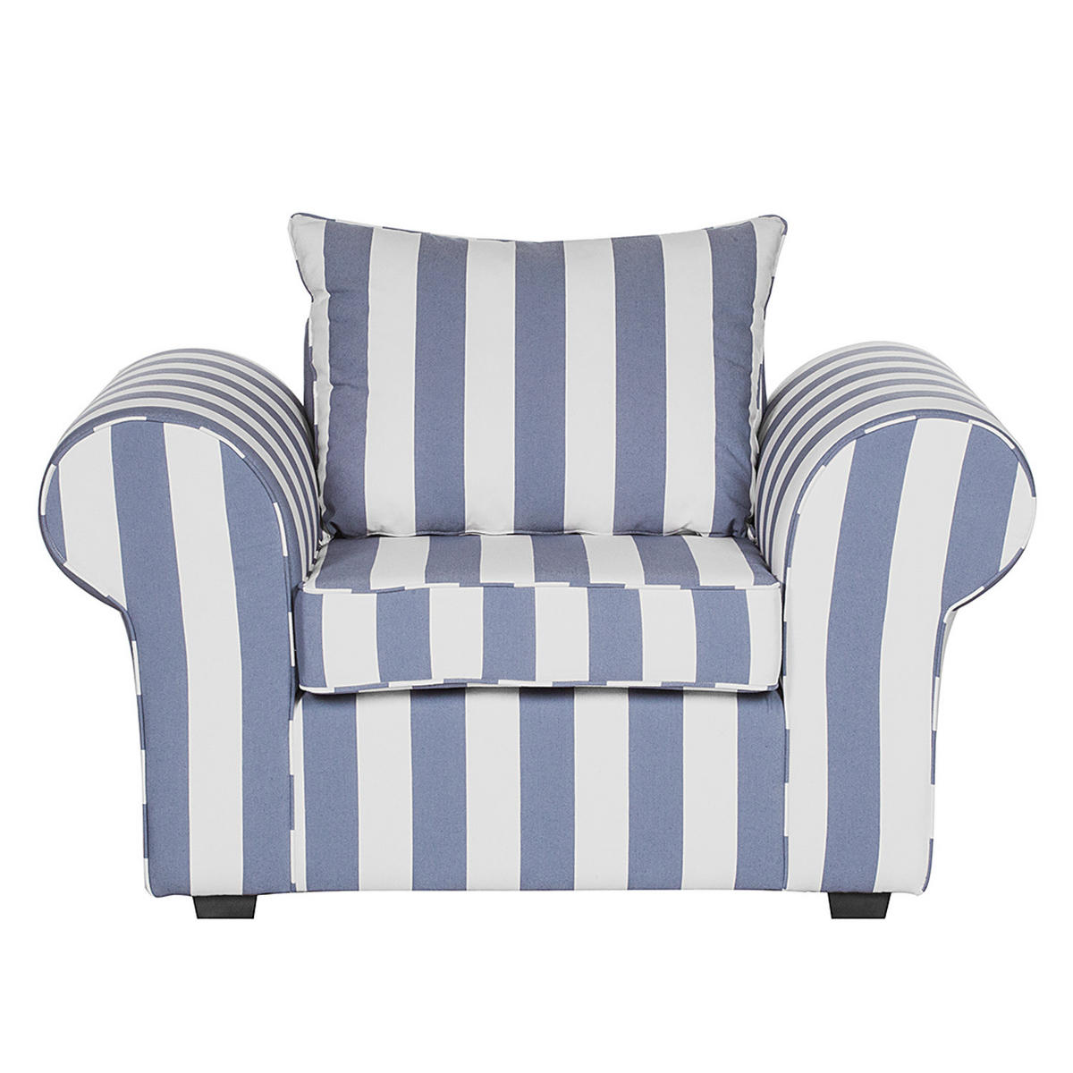 SESSEL - Webstoff - Blau gestreift - Blau, Holz/Textil (130/88/88cm) - home24