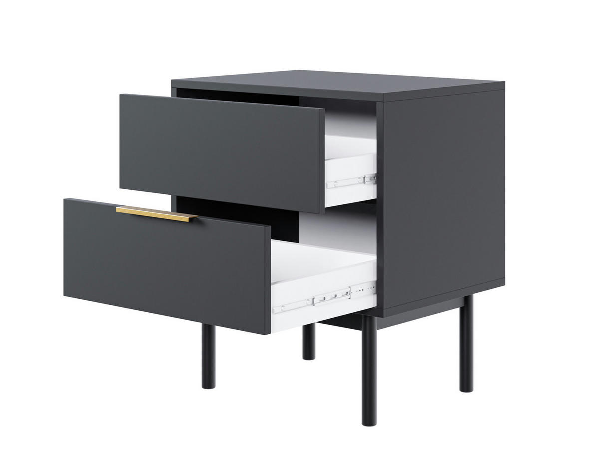 NACHTTISCH Viviaro Schwarz 54 cm - Goldfarben/Schwarz, Holz/Holzwerkstoff (54/61/39cm) - Selsey