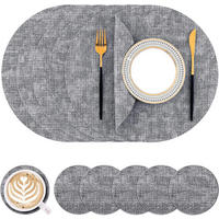 PLATZSETS (10-teiliges Set) – 33 cm – Grau - Grau, Leder (33/33cm)