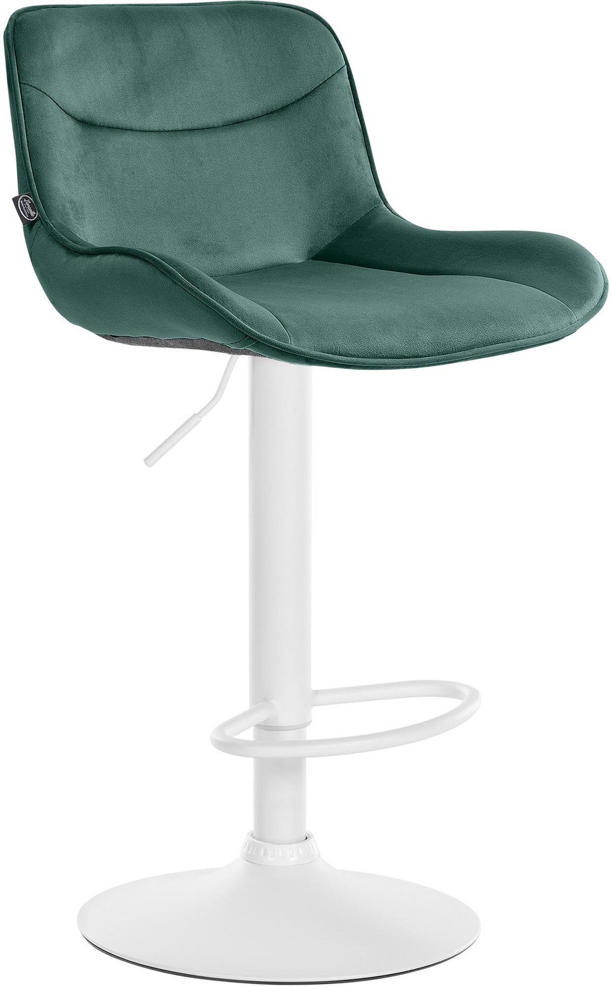 BARHOCKER Vulcano Samt weiß grün - Weiß/Grün, Textil/Metall (49/106/51cm) - TPFLiving