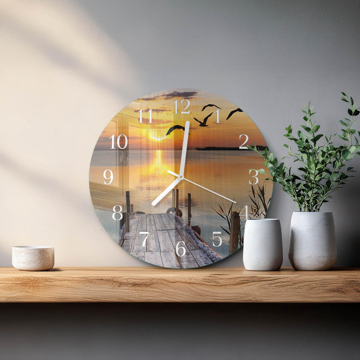 WANDUHR fi30 cm - Bridge Lake - Orange, Glas (30/30/0.4cm) - TULUP