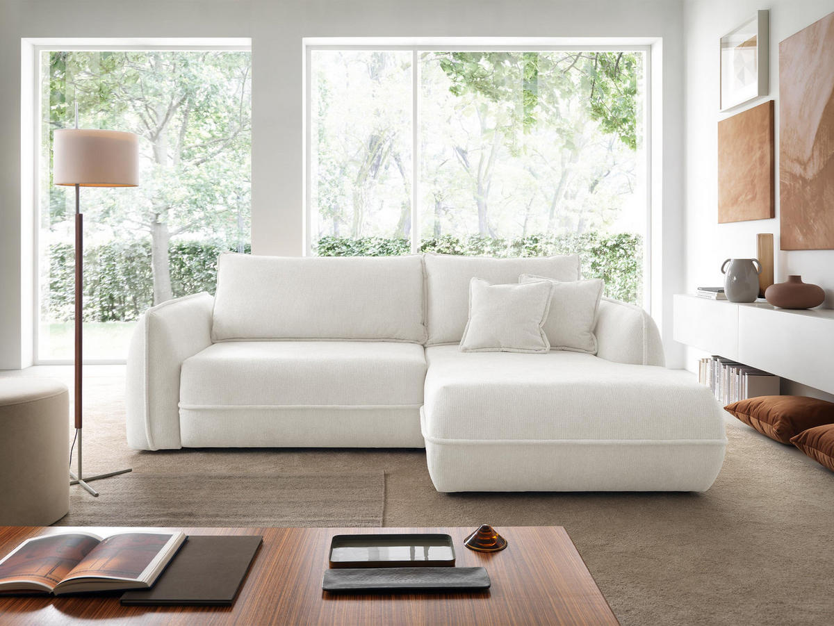 ECKSOFA Moho, Seite: Rechts - Creme/Schwarz, Holz/Kunststoff (254/162cm) - MIRJAN24