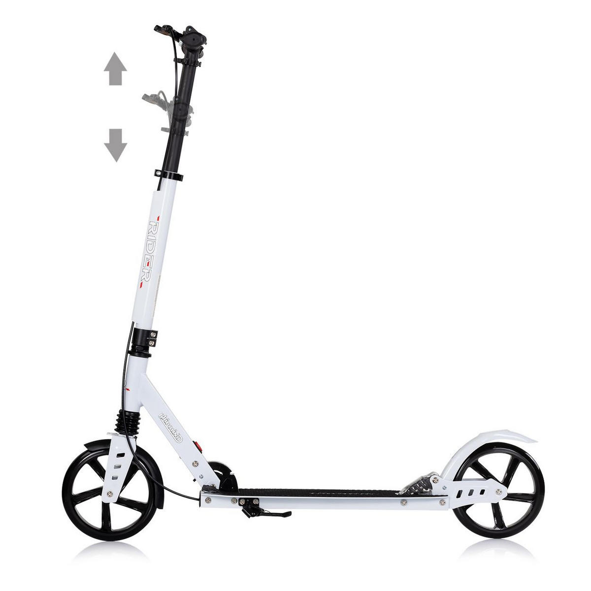 KINDERROLLER Rider PU-Räder weiß klappbar Stoßdämpfer höhenverstellbar - Weiß, Metall (95/12/100cm) - Chipolino