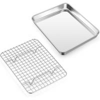 BACKBLECH mit Abkühlgitter 23,6 x 17,8 x 2,5 cm Edelstahl Set - Silberfarben, Metall (17.8/2.5/23.6cm)
