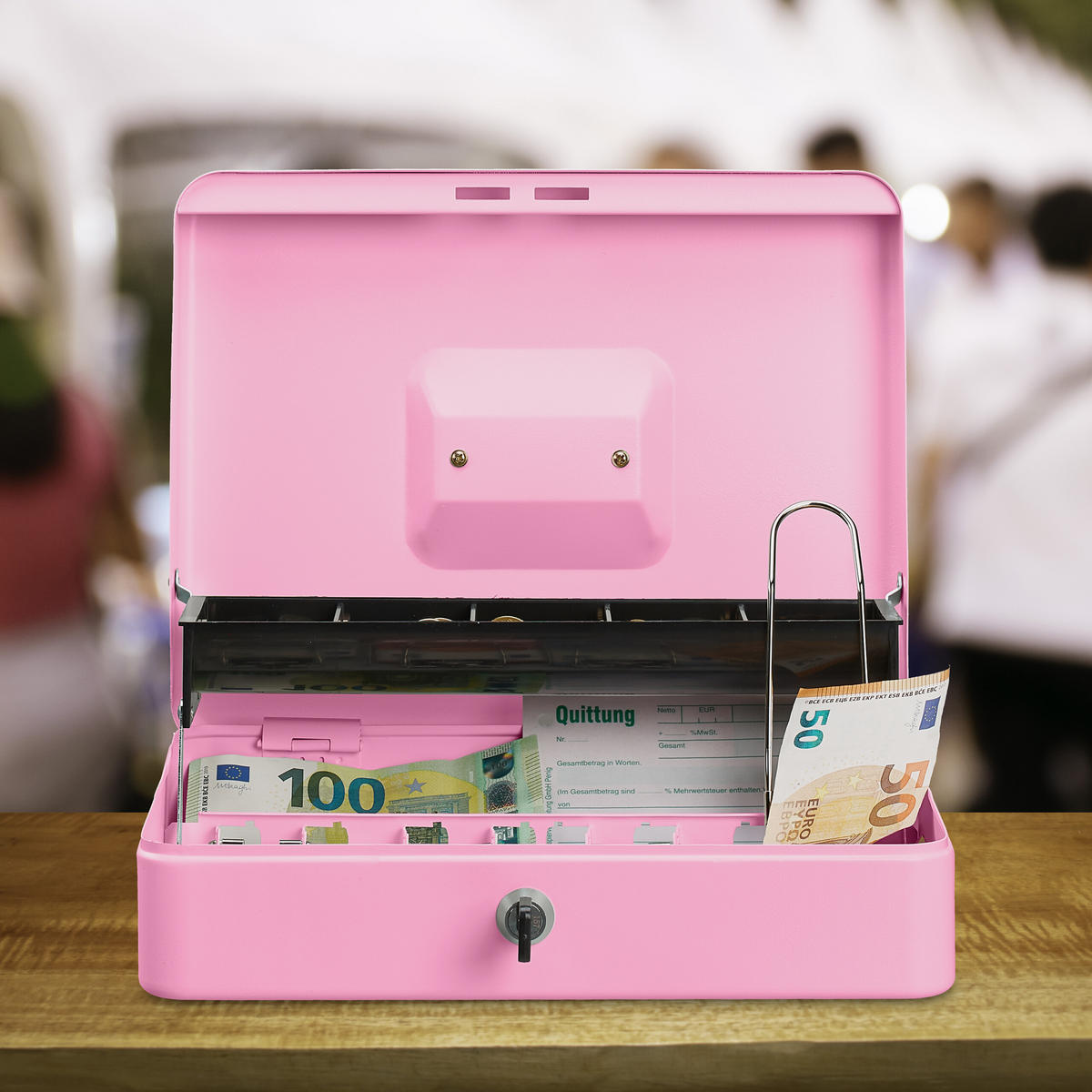 CASETA Roz cu încuietoare - roz, material plastic/metal (30.5/8.5/24.5cm) - Relaxdays