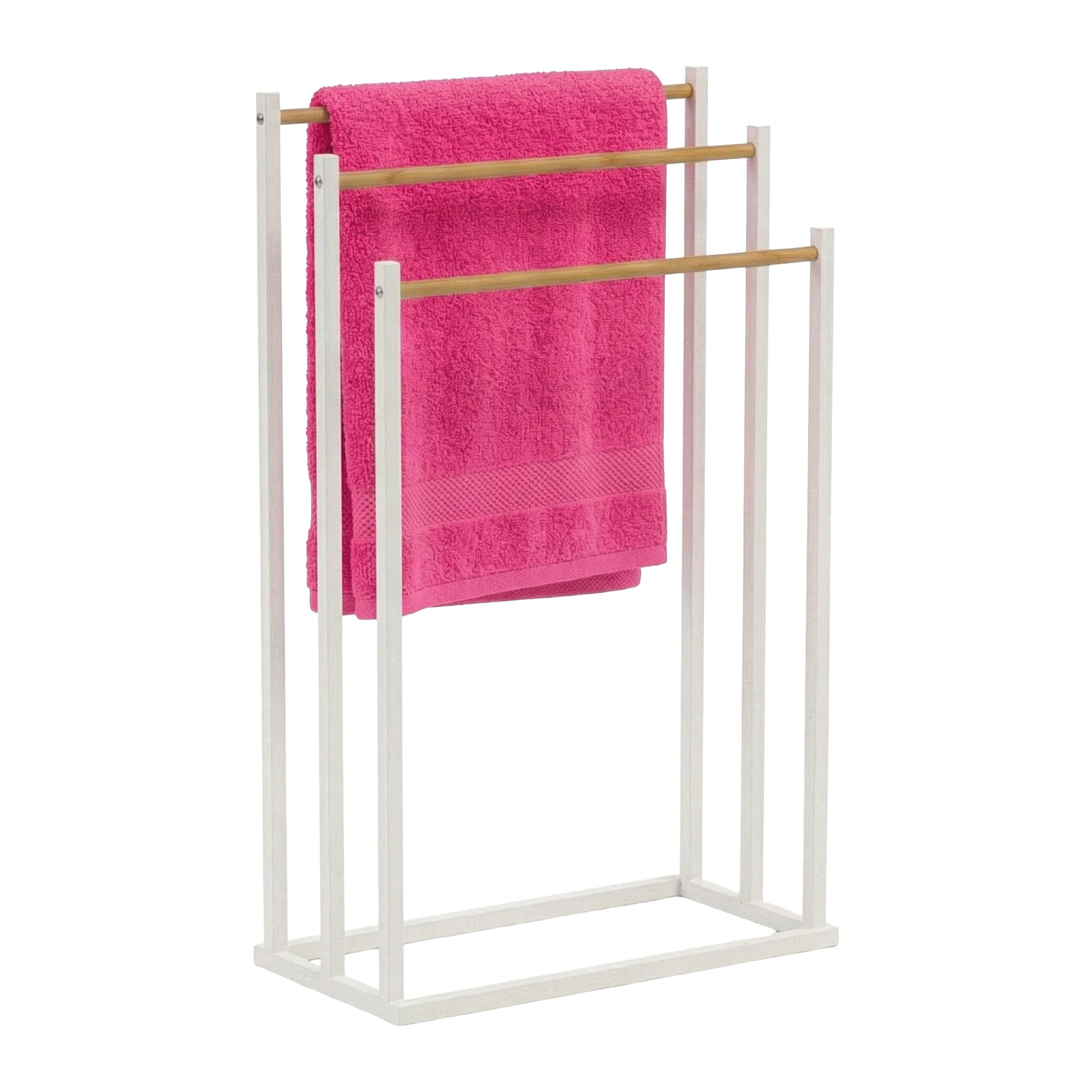 HANDDUKSSTÄLL Vit metall bambu 3 stänger 76/45/21.5 cm