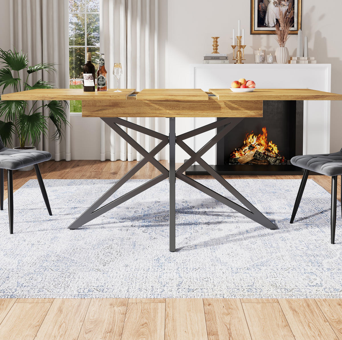 ESSTISCH 120/160/80 cm in Walnussfarben ausziehbar mit sternförmigem Metallgestell - Braun, Holzwerkstoff (120/80/66.1cm) - Flora Grace