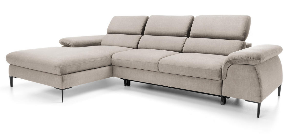 ECKSOFA L-Form 290 cm Amaro M mit Schlaffunktion, Links, Beige - Beige, Holz (288/182cm) - Emporius