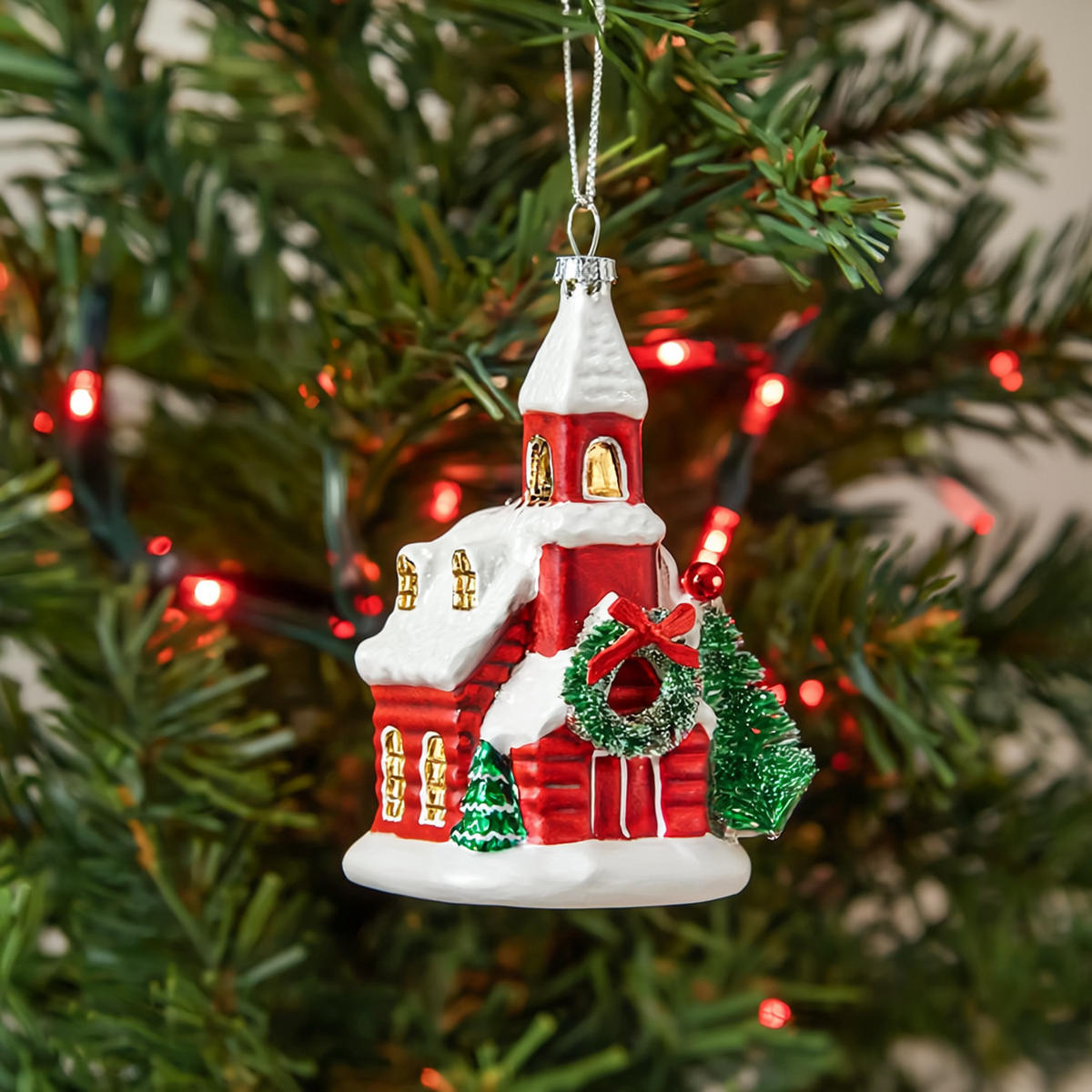 WEIHNACHTSKUGEL Glas JULGES, 7x11,5 cm, Haus, Christbaumkugeln, Weihnachtsdeko Xmas, Christmas Deko - Rot, Glas (7/11.5/6cm) - home&you