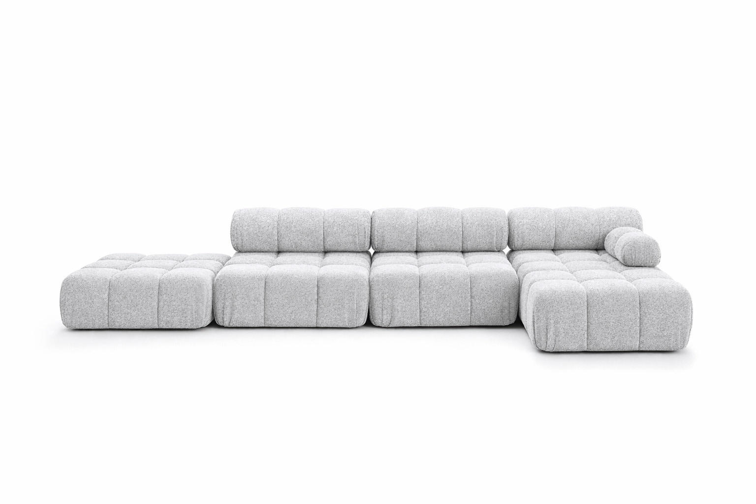 ECKSOFA L-Form XL, Stoff Bouclé Abriamo, Hellgrau, Rechts, Selia L XL - Hellgrau, Holz (380/160cm) - Kaiser Möbel