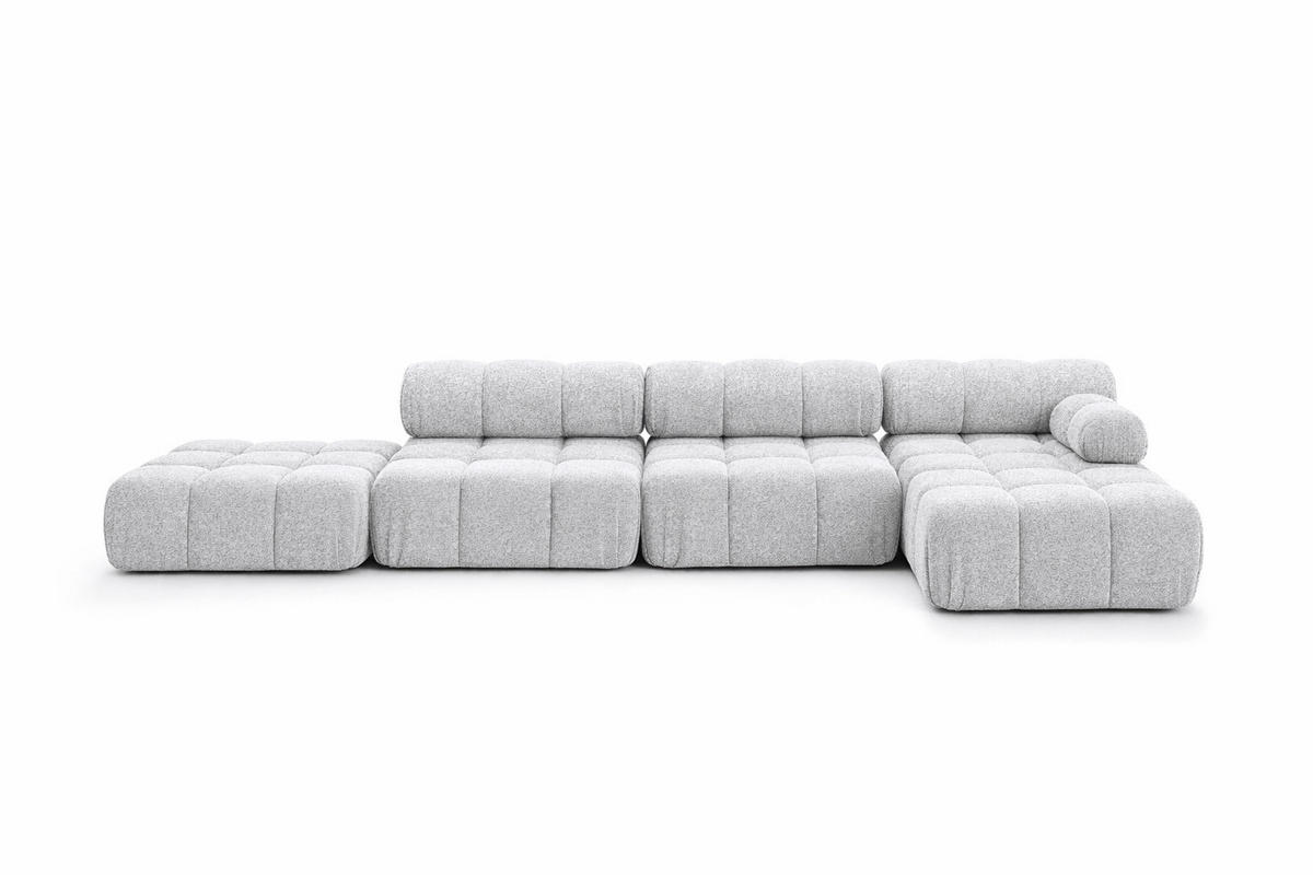 ECKSOFA L-Form XL, Stoff Bouclé Abriamo, Hellgrau, Rechts, Selia L XL - Hellgrau, Holz (380/160cm) - Kaiser Möbel