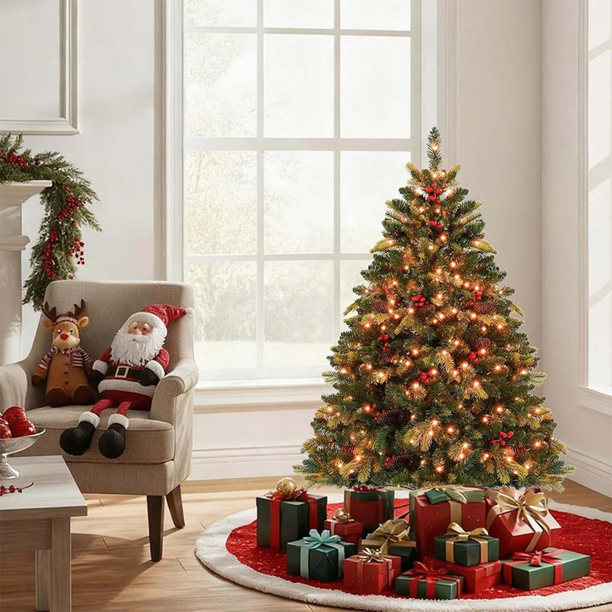 WEIHNACHTSBAUM mit 250 APP-gesteuerten RGB-Lichtern 150cm Grün - Grün, Metall (150cm) - COSTWAY