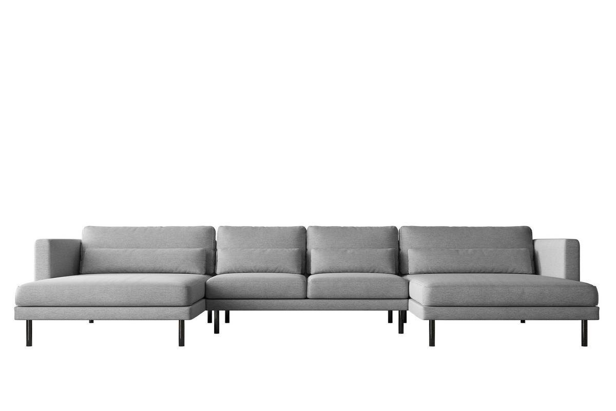 ECKSOFA DANI In U-Form Stilvolles Stoff Verita Grau - Grau, Holz/Textil (174/391cm) - Kaiser Möbel