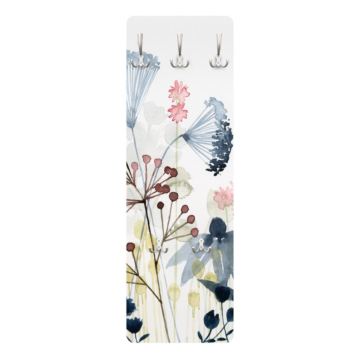 WANDGARDEROBE - Wildblumen Aquarell I 34/105 cm - Weiß, Holzwerkstoff (34/105/1.6cm) - Bilderwelten
