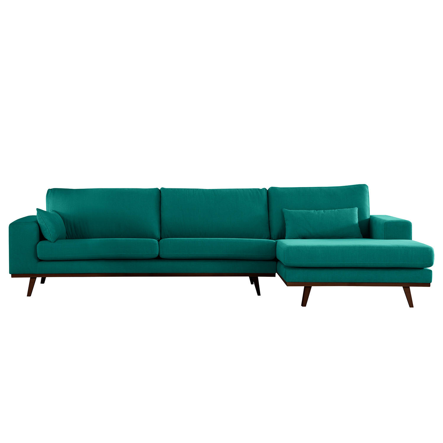 ECKSOFA mit Longchair - Buchefarben/Petrol, Textil (281/153cm) - home24