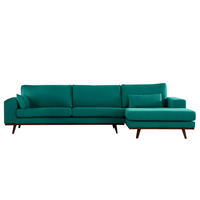 ECKSOFA mit Longchair - Buchefarben/Petrol, Textil (281/153cm) - home24