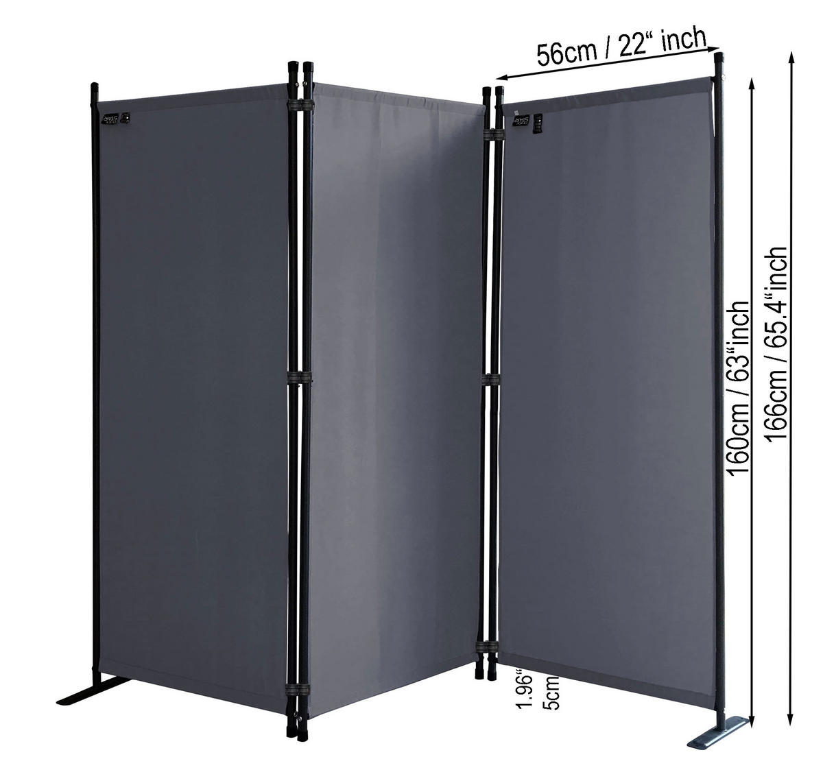 PARAVENT 2 Stück 3-tlg. 170x165 cm Taupe - Taupe, Metall (170/165cm) - QUICK STAR