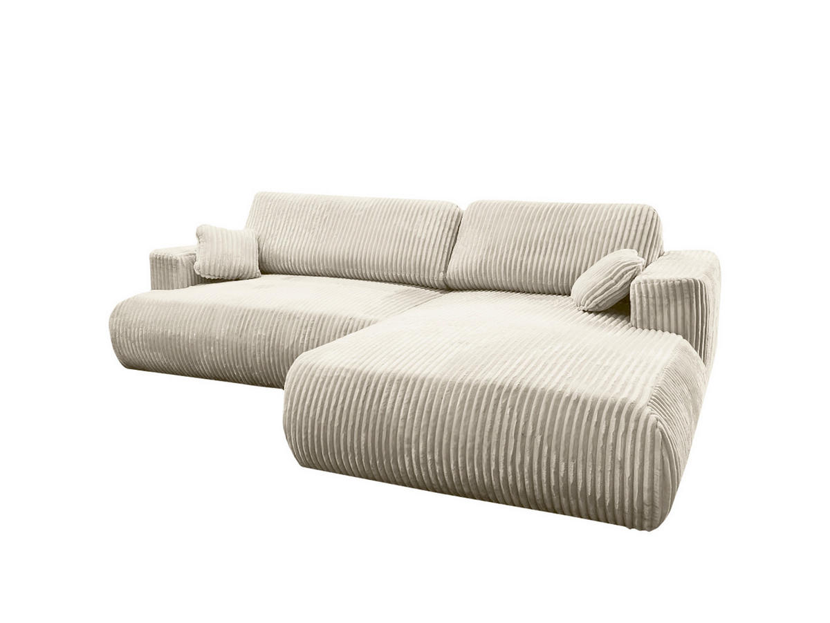 ECKSOFA Luna L rechts Ecru aus Cord - Ecru, Textil (271/195cm) - KS Home Concept