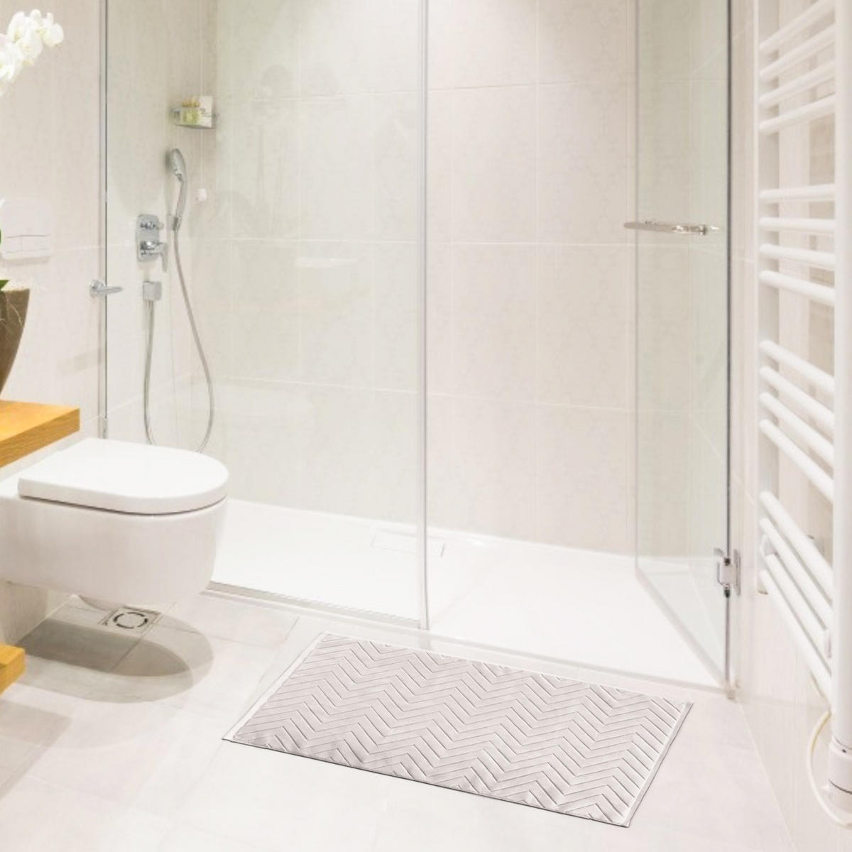 BADEMATTE rutschfest mit Memory-Schaum (Grau) - Hellgrau, Textil (50/80cm) - Intirilife