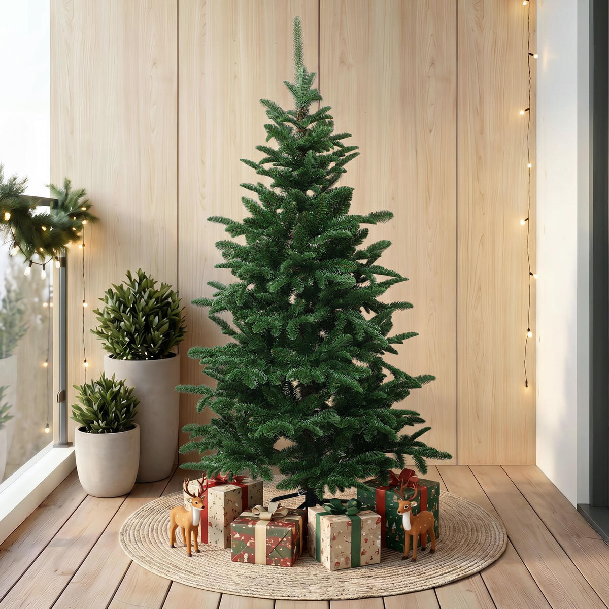 KÜNSTLICHER Weihnachtsbaum 150 cm mit 769 PE-/PVC-Spitzen, Tannen-Optik - Grün, Kunststoff (150cm) - Hometopia