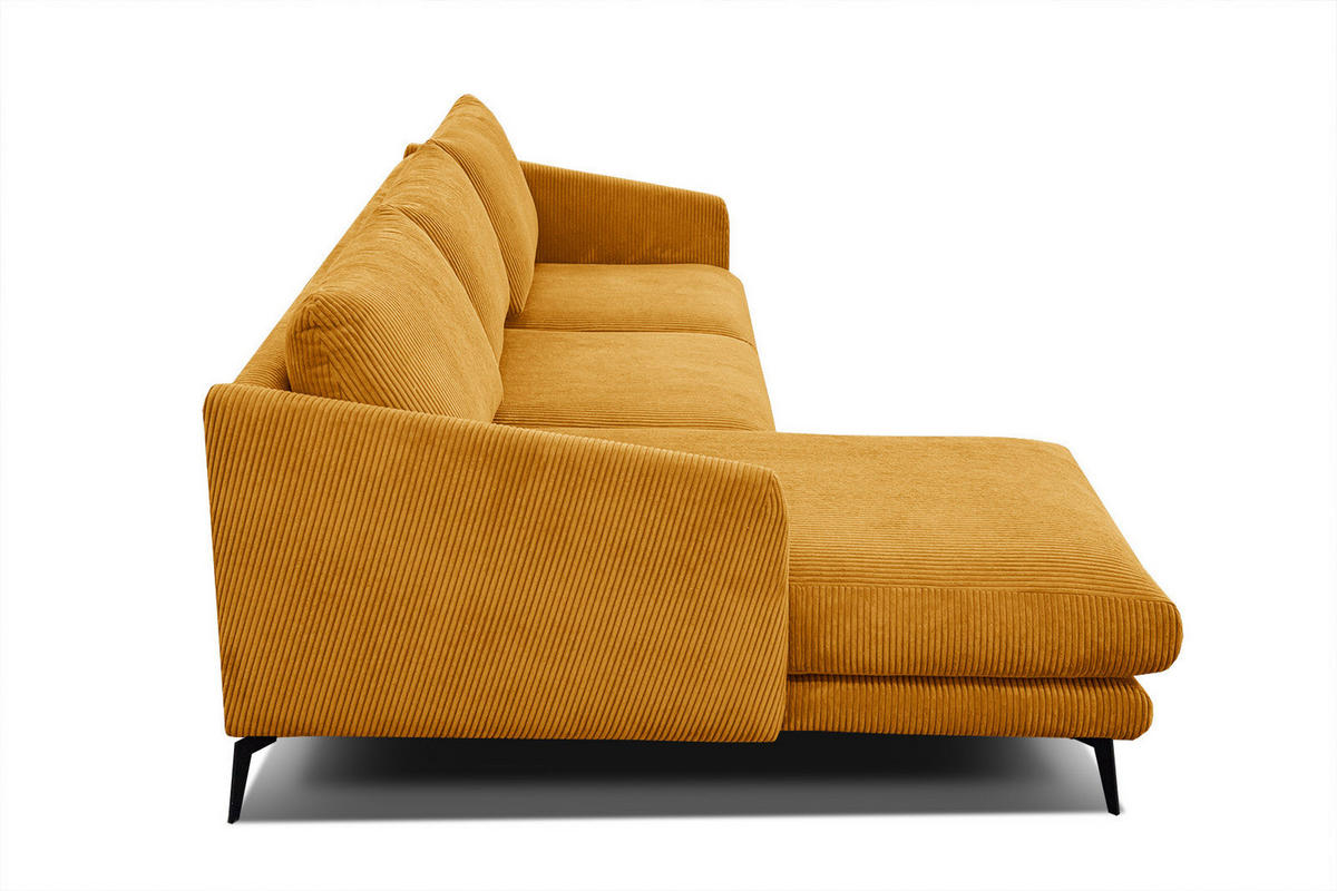 ECKSOFA VILT 4-Sitzer, honig - Schwarz/Honig, Holzwerkstoff/Textil (156/255cm) - Courtois Laville
