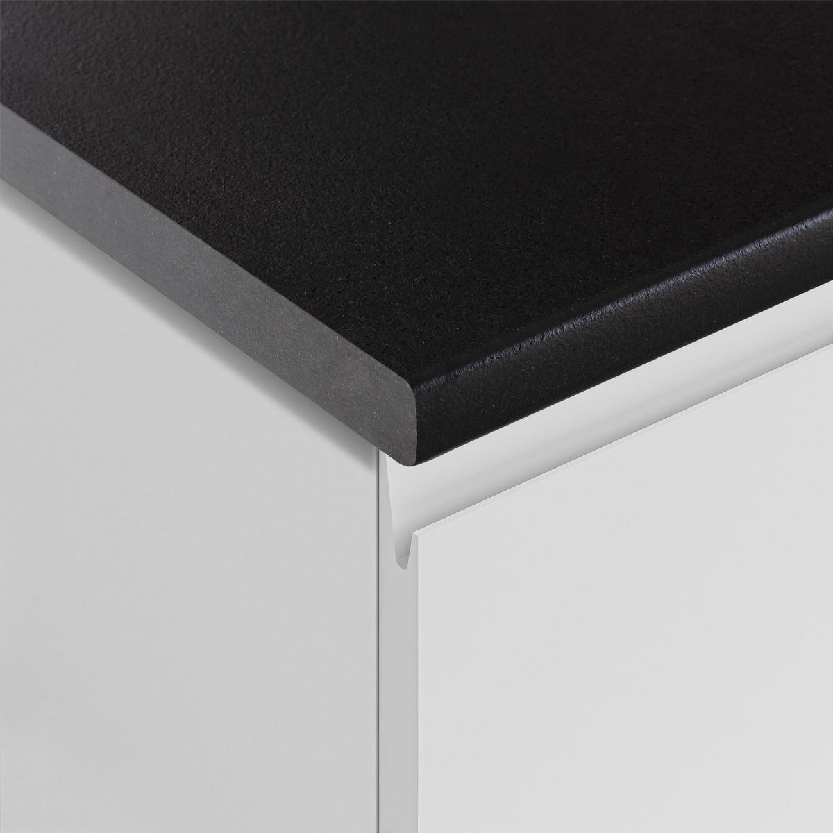 KÜCHENLEERBLOCK Aquileia 240 cm Weiß Matt mit Arbeitsplatte Vulkanisch Schwarz - Schwarz/Weiß, Holzwerkstoff (240/157.8/60cm) - AX Living