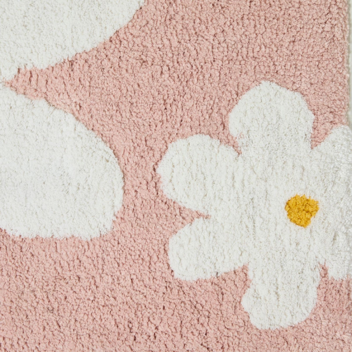 BADTEPPICH Blumen 50/80 cm, rosa-weiß, 100 % Baumwolle - Rosa, Textil (50/80cm) - Homescapes