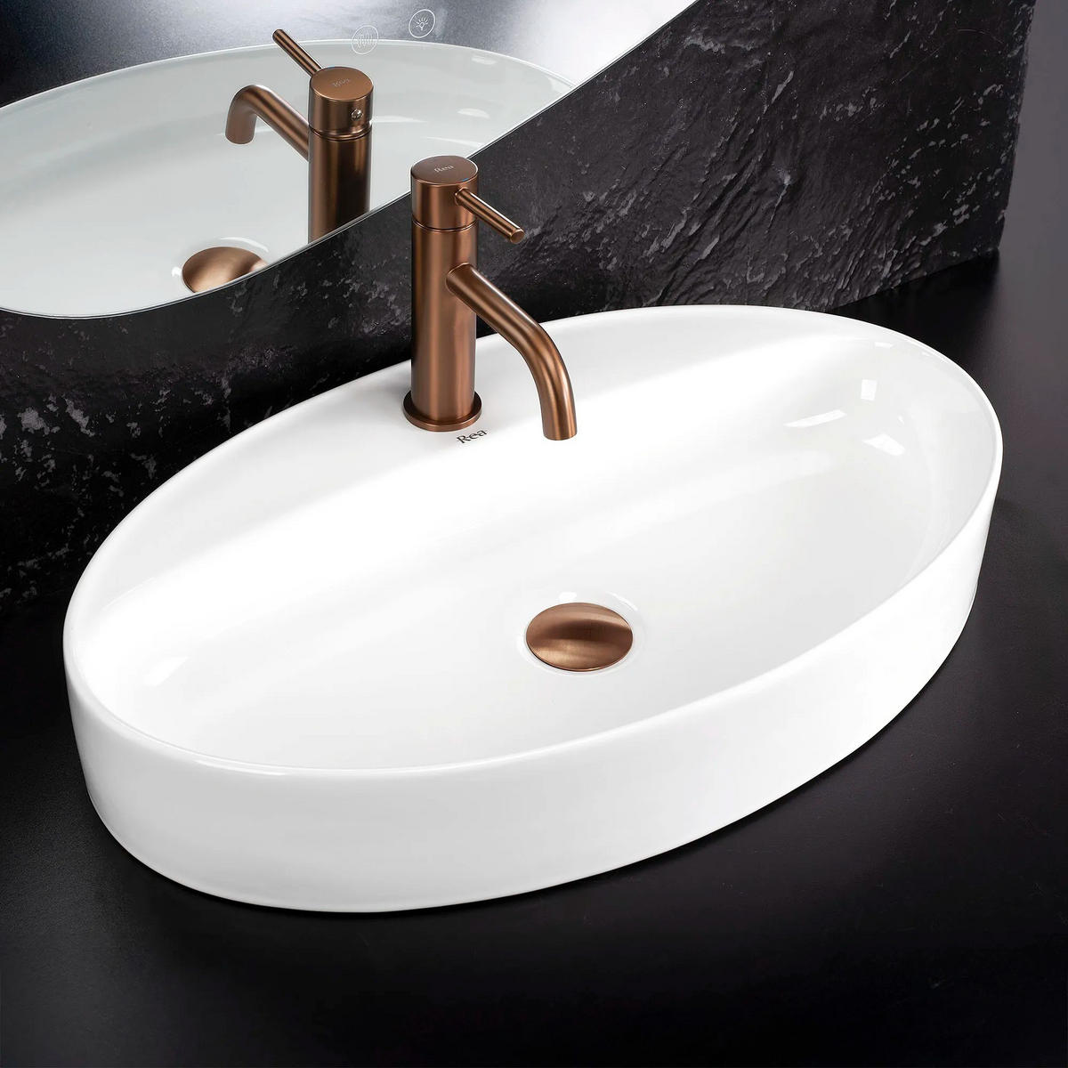 AUFSATZWASCHBECKEN Rea Nastazja 61 - Weiß, Keramik (37.5/10.5/61cm) - REA