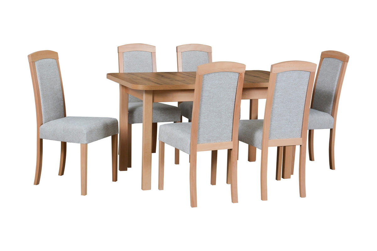 ESSZIMMERSTUHL - Set 4x Roma 7, grandson, hygge 11  - Birkefarben/Graubraun, Holz (45/96/41cm) - Leaf Design