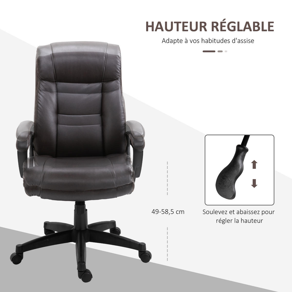 BÜROSTUHL Braun 64.0/73.0/115.0 cm - Braun, Leder (73/115/64cm)