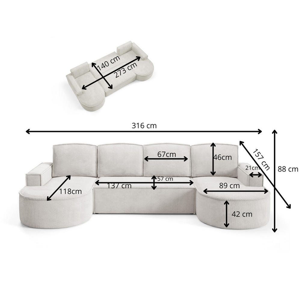 Thumbnail - DomoHome Ecksofa, Waldgrün, Textil, Rechteckig, 316x157 cm, Wohnzimmer, Sofas & Couches, Wohnlandschaften, Ecksofas