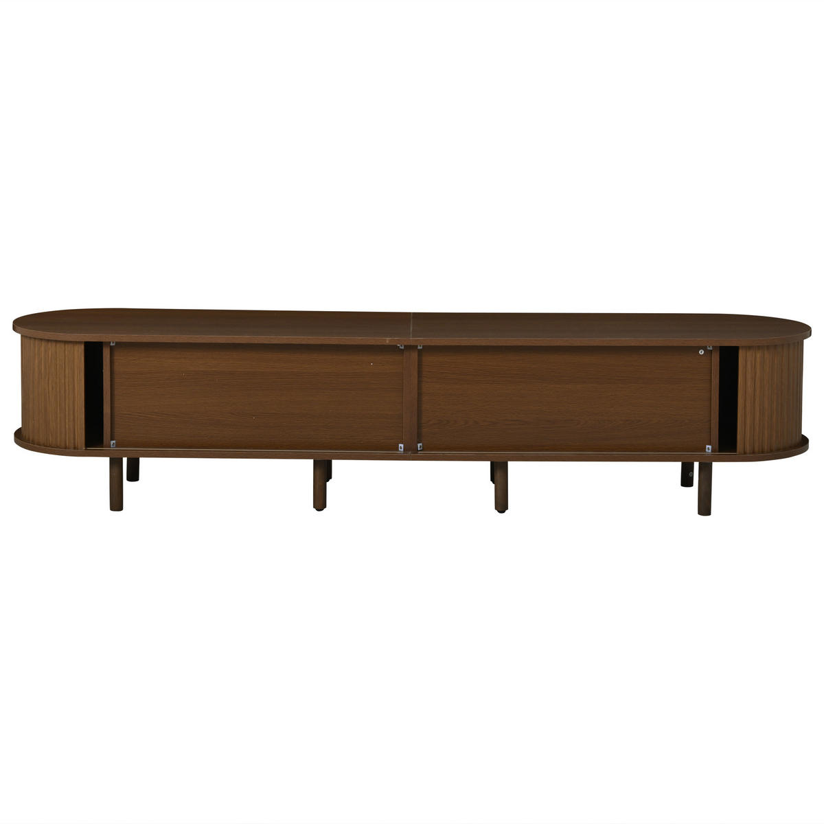 TV STOLEK ořech a ratan oválný 180 cm posuvné dveře - divoký dub, kompozitní dřevo (180/40/40cm) - Urban Meuble
