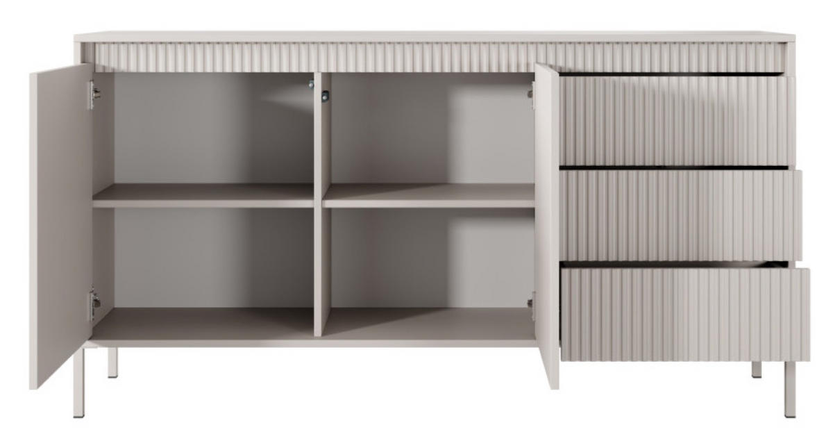 KOMMODE Beige ENSO Geriffelt 153 2D3S - Beige, Holzwerkstoff (153.5/81.4/39.5cm) - Sepro Meble