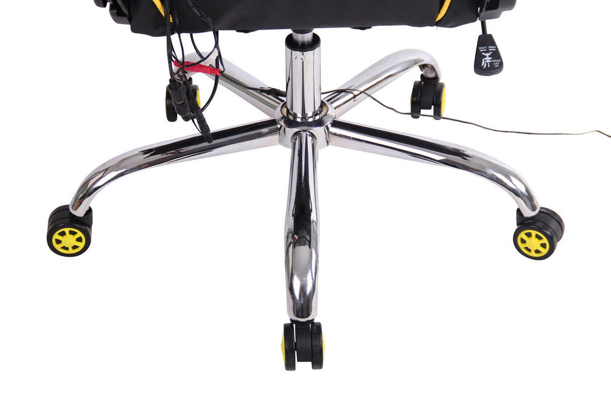 CHEFSESSEL Lederlook schwarz/gelb - Gelb/Schwarz, Textil/Metall (67/128/51cm) - CLP