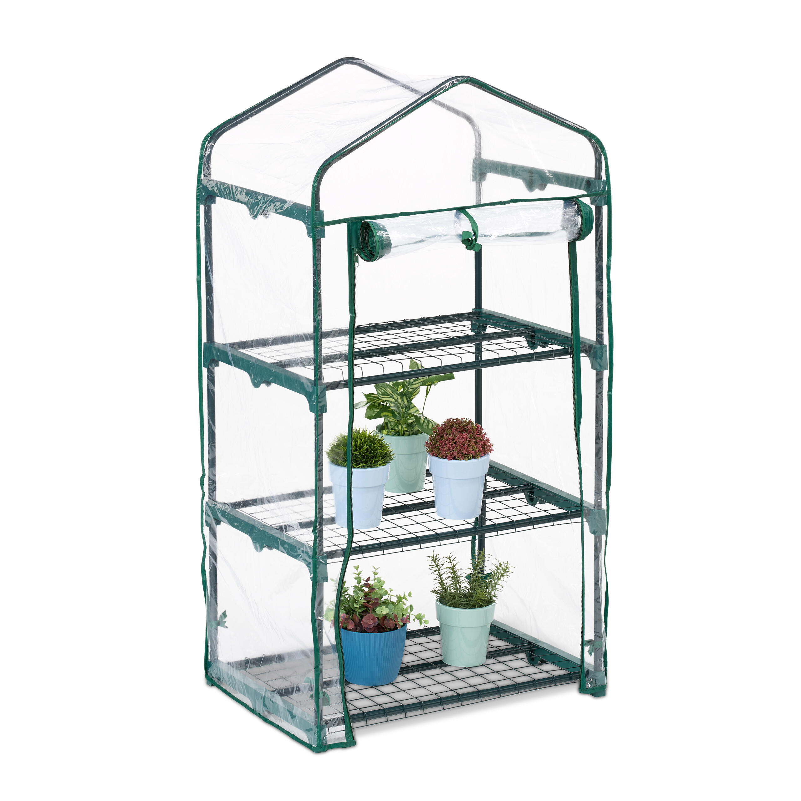 Relaxdays SKLENÍK Zelený Transparentní PVC fólie