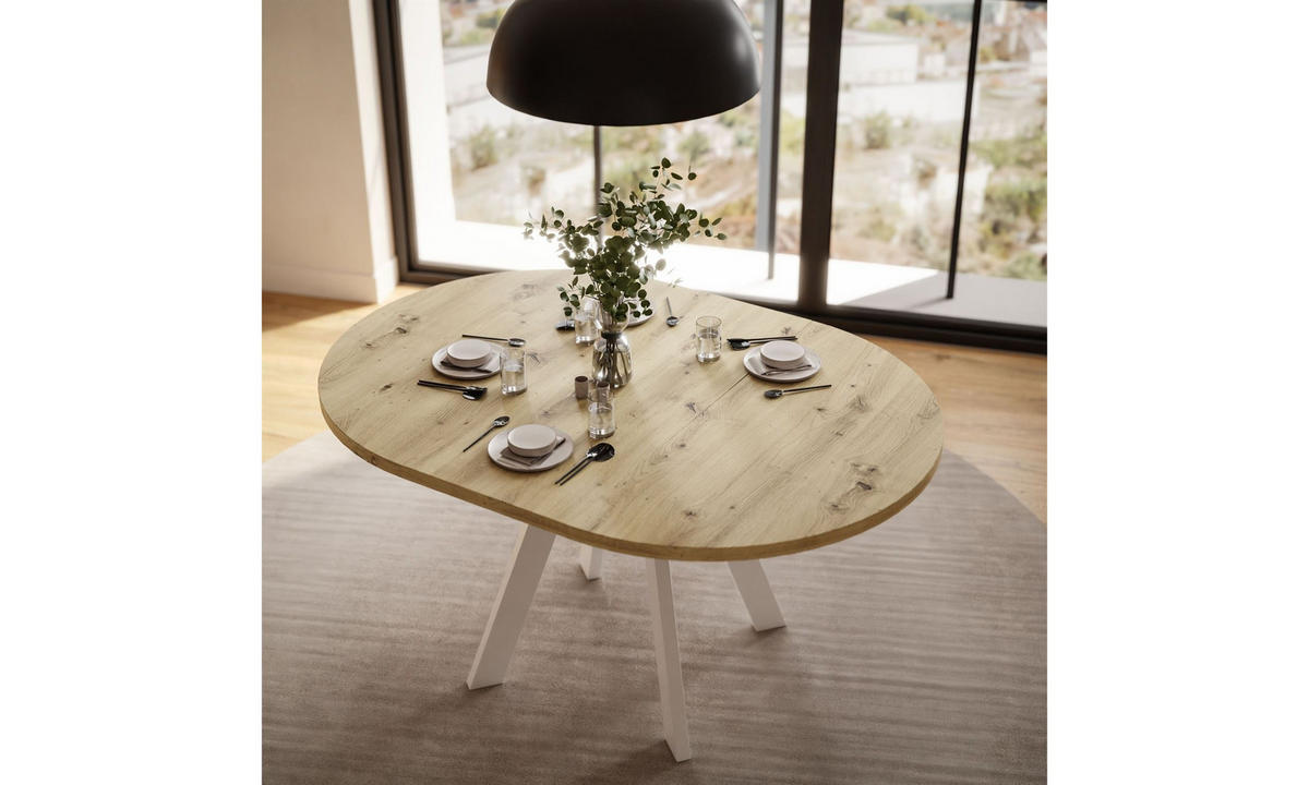 ESSTISCH VOLTA LOFT 100/100/72,5 cm Tischplatte: Artisan Eiche; Gestell: Weiß - Weiß/Eiche Artisan, Holzwerkstoff/Metall (100/100/72.5cm) - Lookway