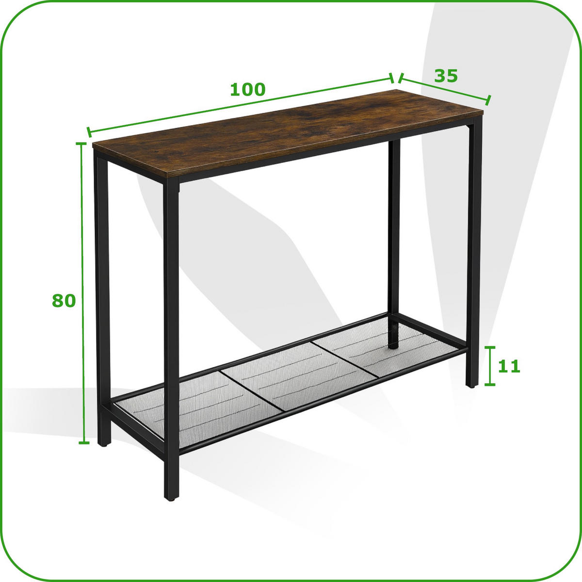 KONSOLENTISCH Holzoptik Metall Dunkelbraun Schwarz 100×35×80 cm - Dunkelbraun/Schwarz, Holzwerkstoff/Metall (35/100/80cm) - Begryf
