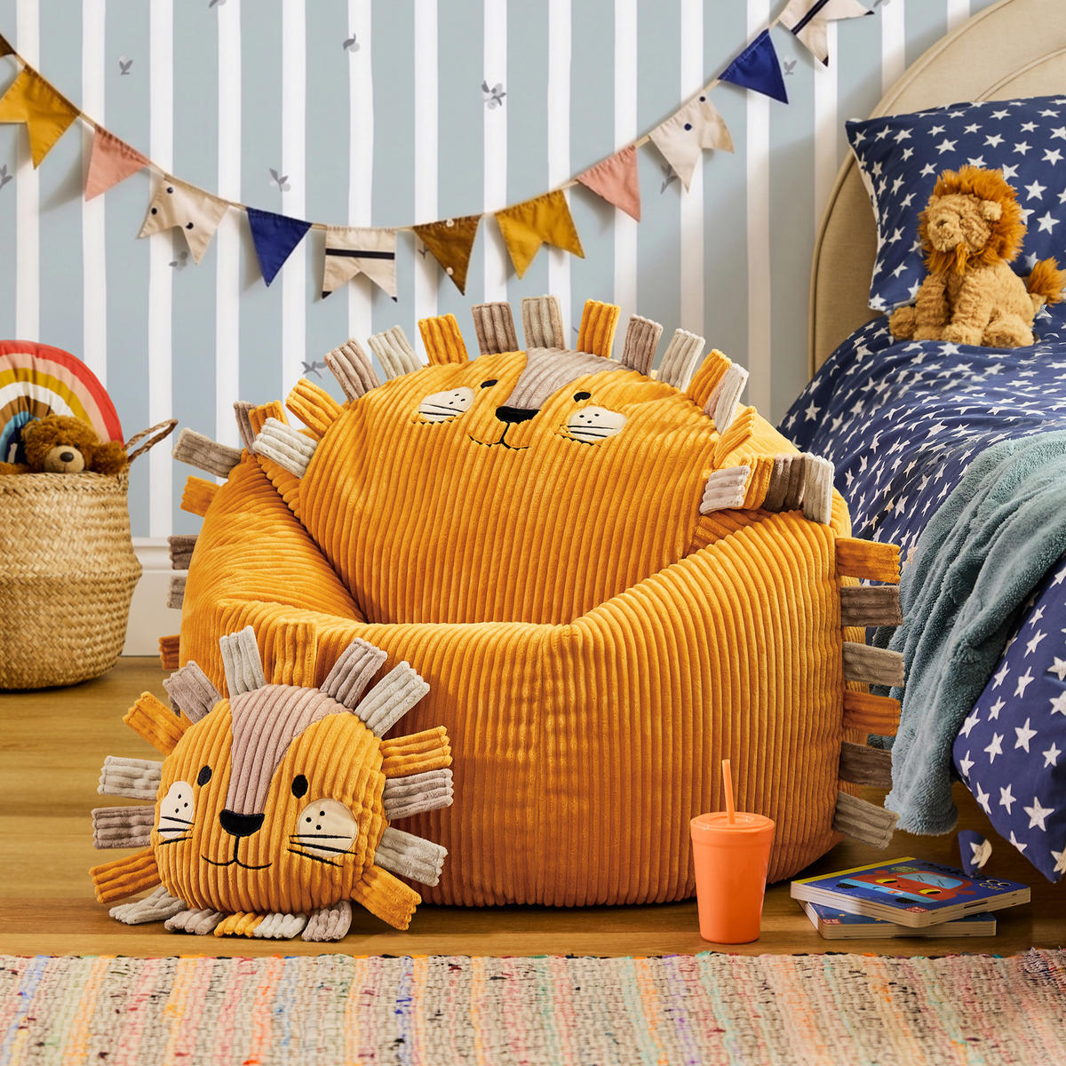 KINDERSITZSACK Cord Löwe - Gelb, Textil (74/53/74cm) - icon